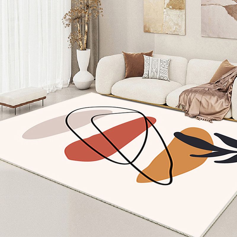 Nordic White Rug Polyester Color Piece Rug Tear Resistant Rug for Living Room