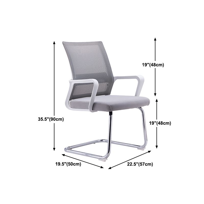 Modern Style Gray Chair Mid Back Fixed Arm Office Chair for Home