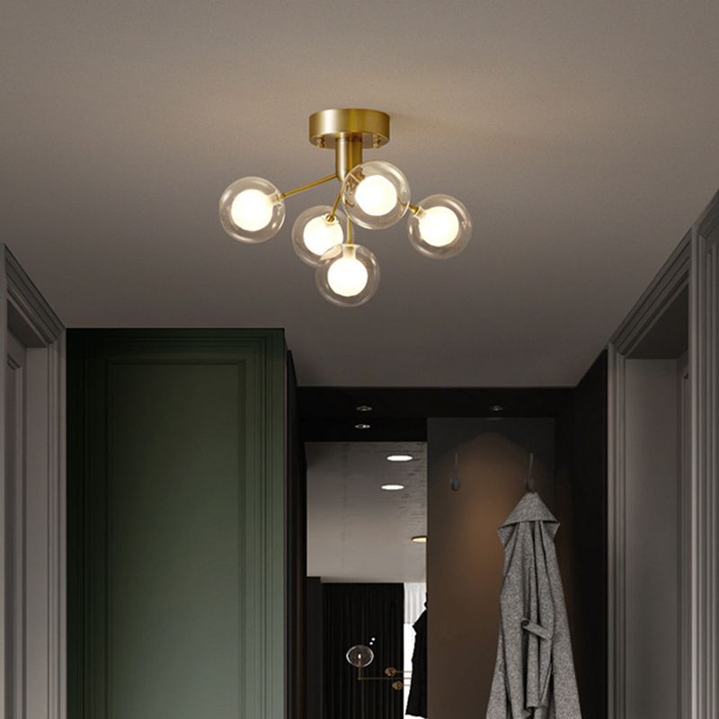 Modo inbouwplafondlamp Modern helder en matglas 5-lichts semi-inbouwlamp voor gang