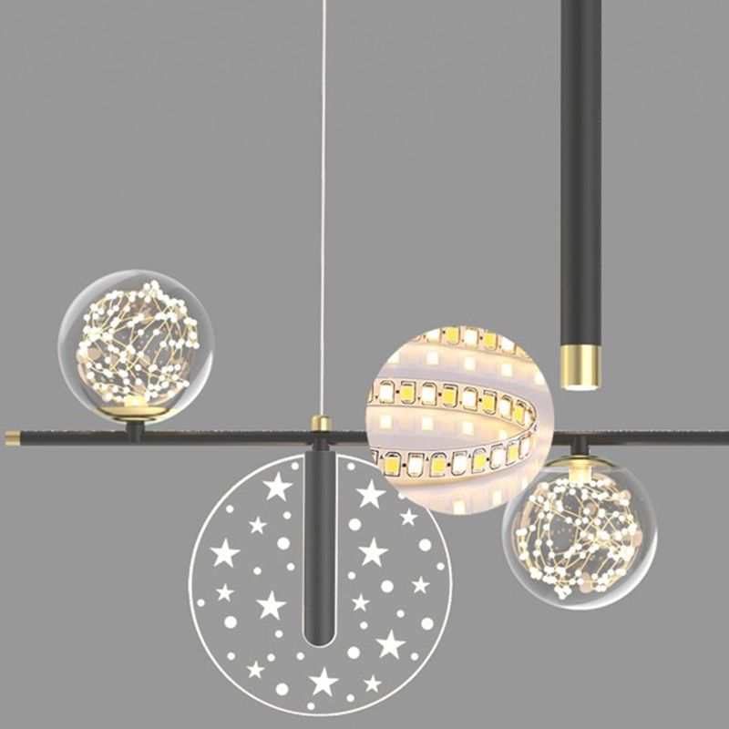 Modern Metal Ceiling Light Circle Shape Island Light with Plastic Shade for Living Room