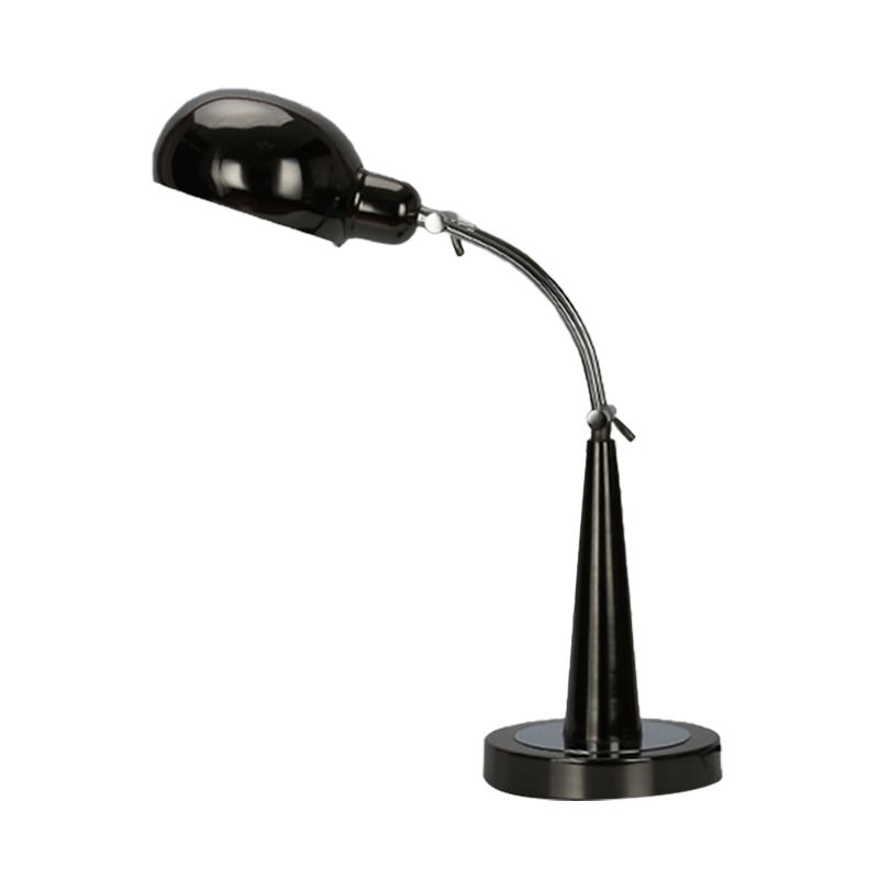 Luz de lectura de tono de cúpula industrial 1 lámpara de mesa enchufable de metal ligero en negro/plateado con brazo ajustable