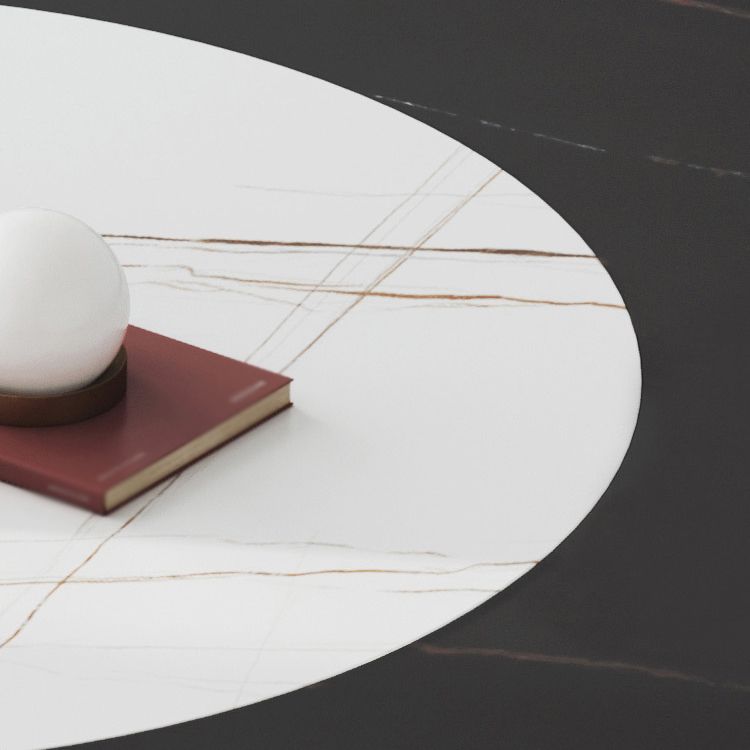 Modern 1/3/4/5 Pieces Black Dining Table Set with Sintered Stone Top Round Dinette Set