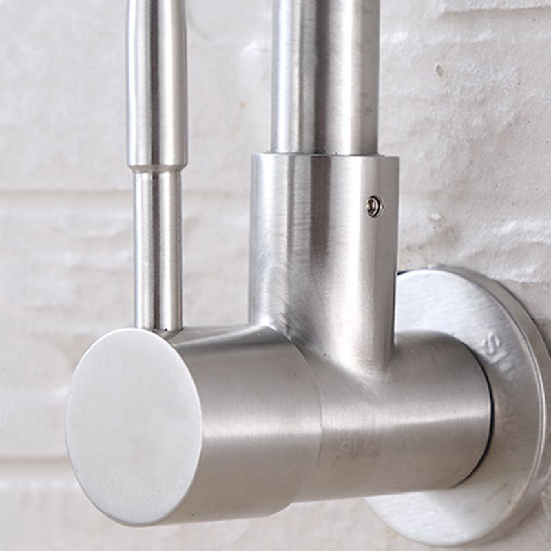 Contemporary Single Handle Bar Faucet Pull-down Wall-mounted Faucet in Chrome