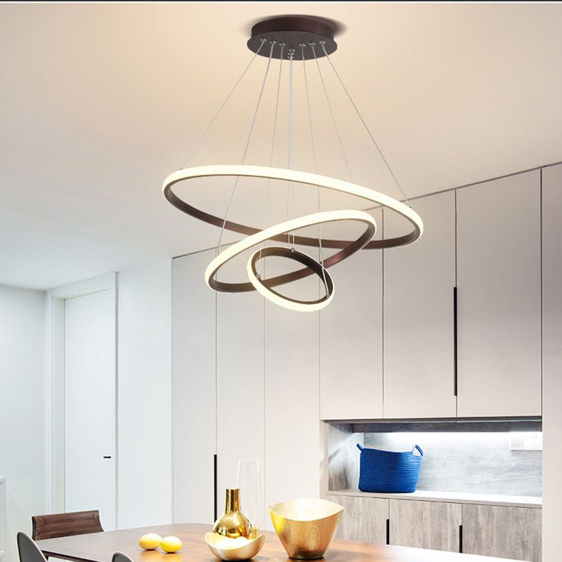 Contemporary Circle Pendant Light Fixture Aluminum Hanging Pendant Light for Living Room