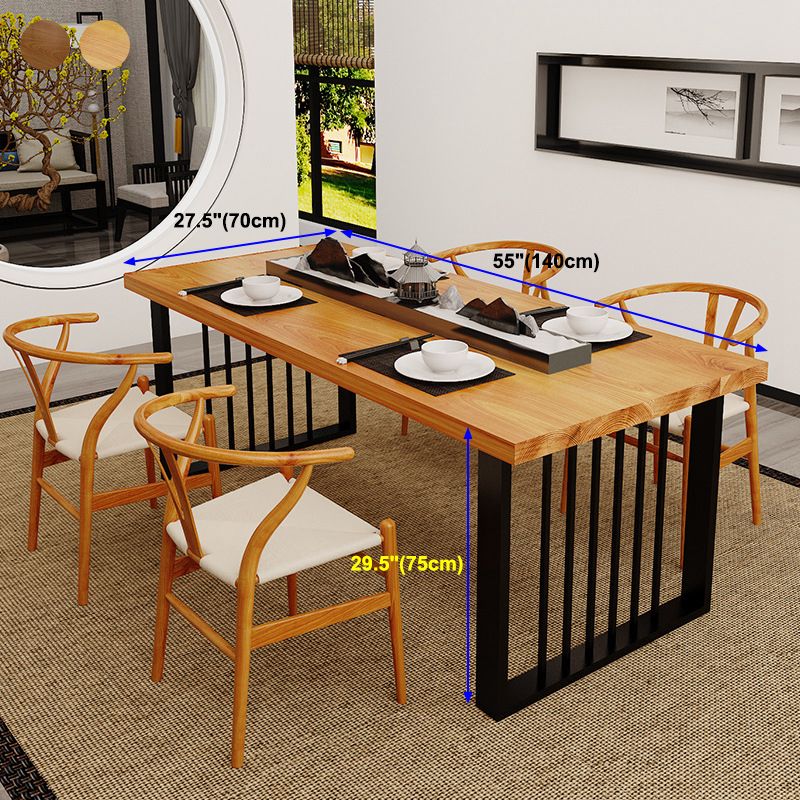 Table de salle à manger contemporaine en bois Table de salle à manger rectangulaire avec base sur piédestal en noir