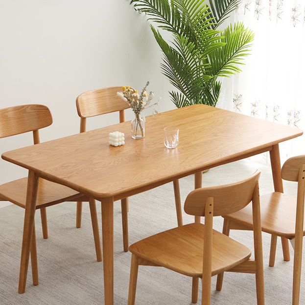 Oak Solid Wood Dining Table Simple Style Rectangle Dining Site Table with 4 Legs