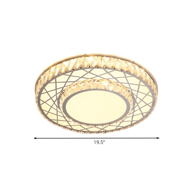 Stainless-Steel Round Ceiling Mounted Lamp Modernism LED Crystal Flush Light Fixture for Bedroom