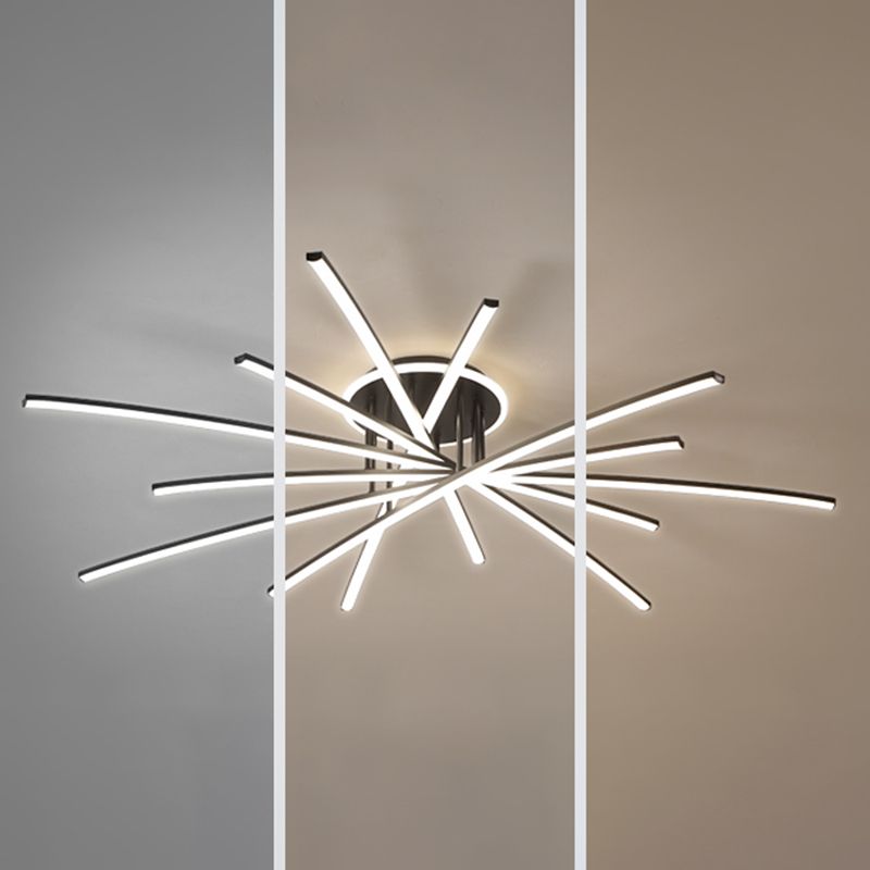 Lampada da soffitto a semi-incasso Line Lampada da soffitto moderna in metallo per soggiorno a LED