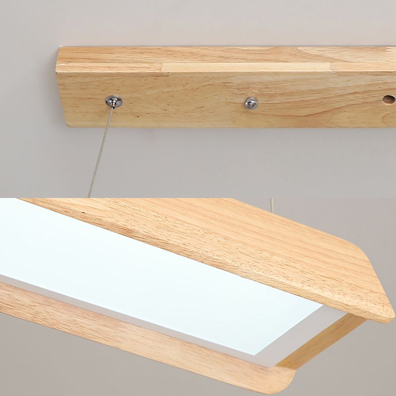 25.5"/37.5"/47" Wide Linear LED Pendant Light Fixture Modern Wood Single Light Dining Room Hanging Ceiling Light in Warm/White Light