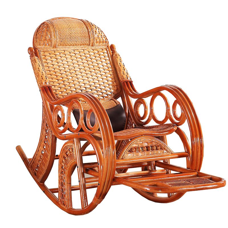 Mid-Century Modern Recliner Chair Rattan/Wicker Recliner Chair for Parlor