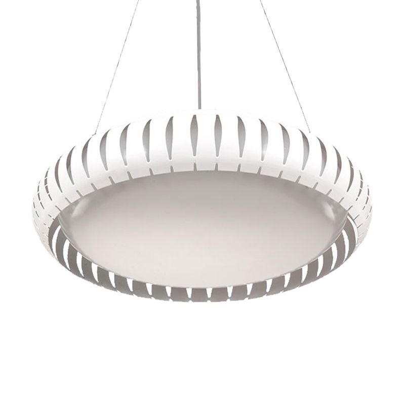 Lámpara moderna de metal de metal de techo redondo LED/negro/blanco en luz cálida/blanca/natural, 18 "/22" de ancho