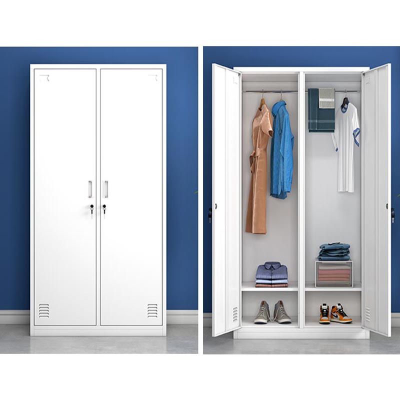 White Metal Wardrobe Armoire Contemporary Hinged Wardrobe Cabinet