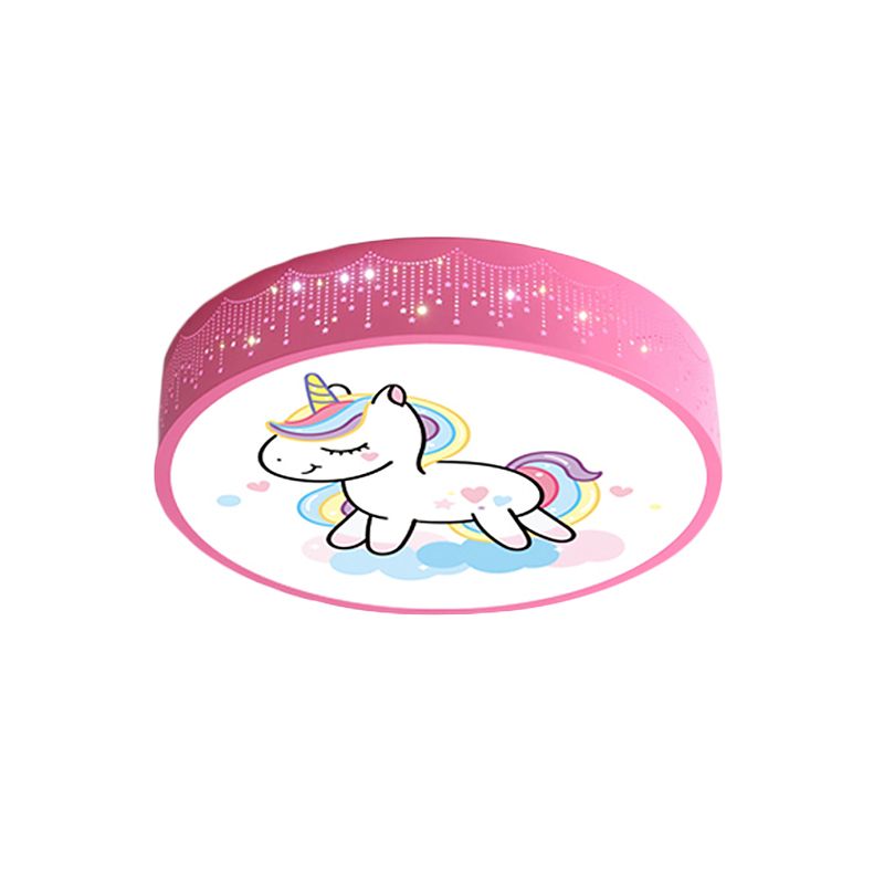 Lámparas LED incrustadas de dibujos animados, lámpara de techo con patrón de Unicornio rosa / azul, con pantalla de acrílico