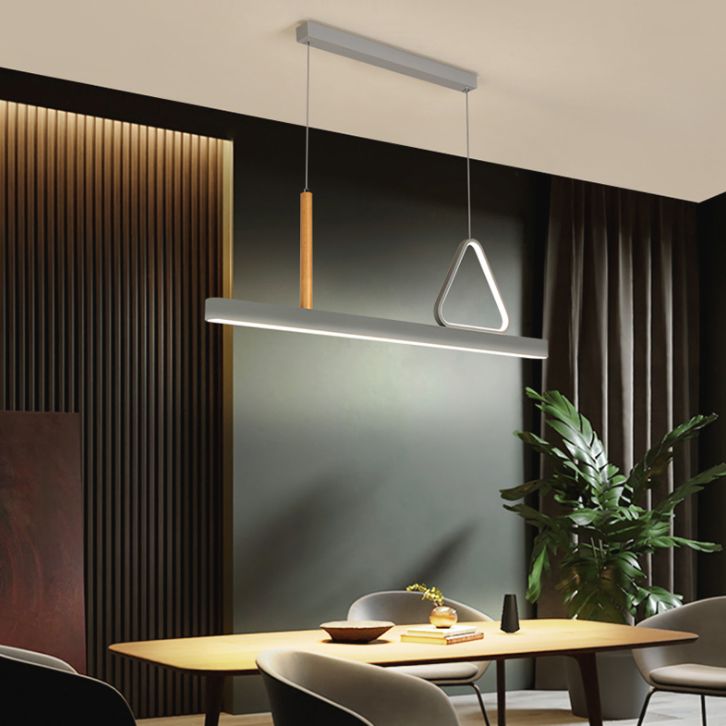 Sala de estar nueva iluminación moderna de isla LED lineal de metal lineal en gris