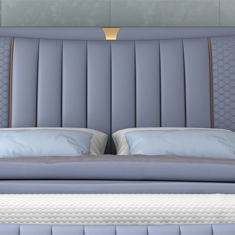 Glam Pine Wood Rectangular Wingback Upholstered Headboard Wingback Bed