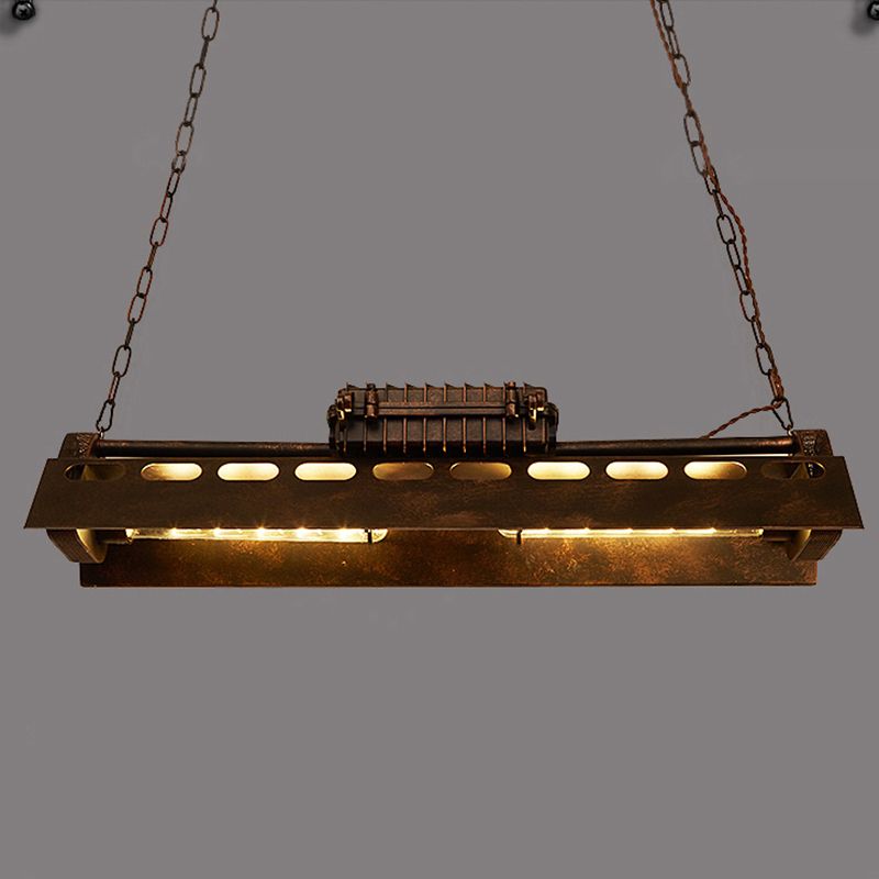 4-Light Steam Train Hanging Lamp Art Decor Industrial 4-Bulb Rust Finish Metal Island Lighting