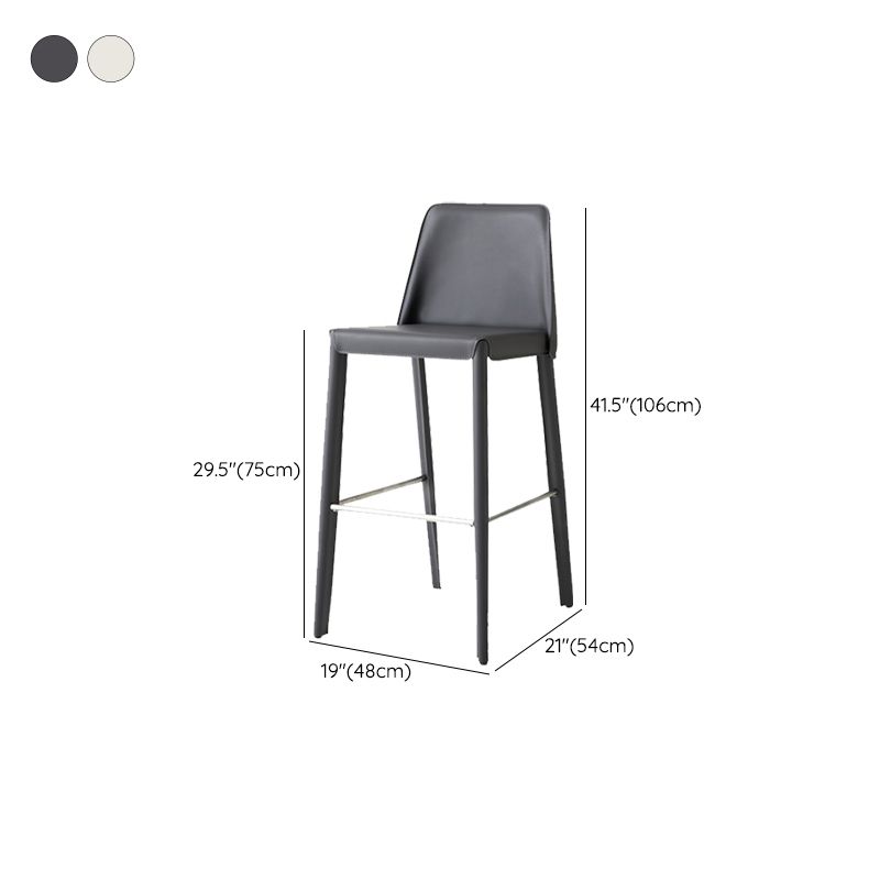 Faux Leather Bar Stools Modern Style Patio Bar Stool with Backrest