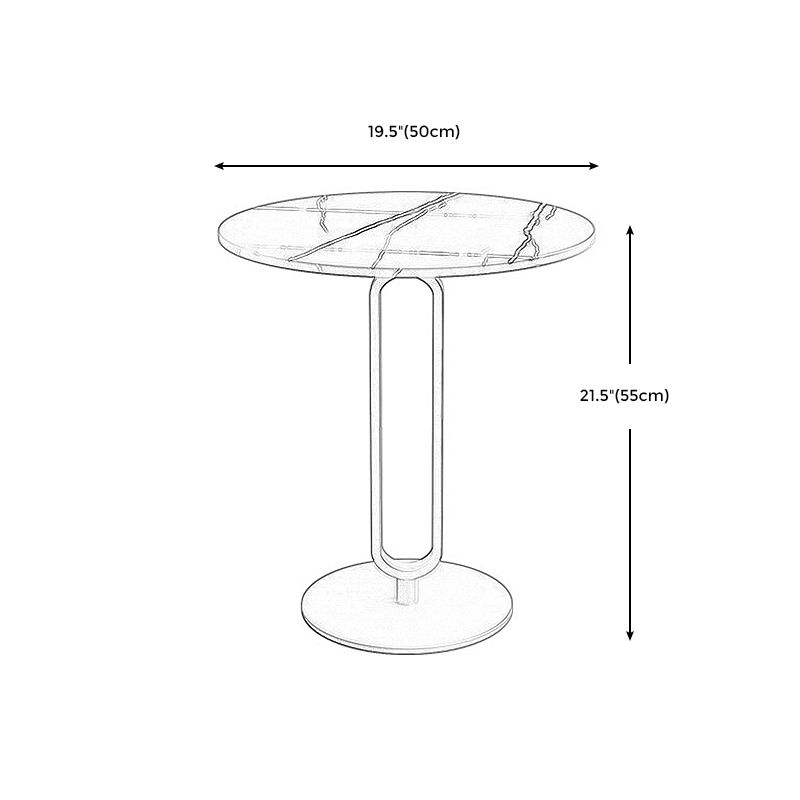 Modern Style Iron Material Base Rock Plate Table Round Side Table