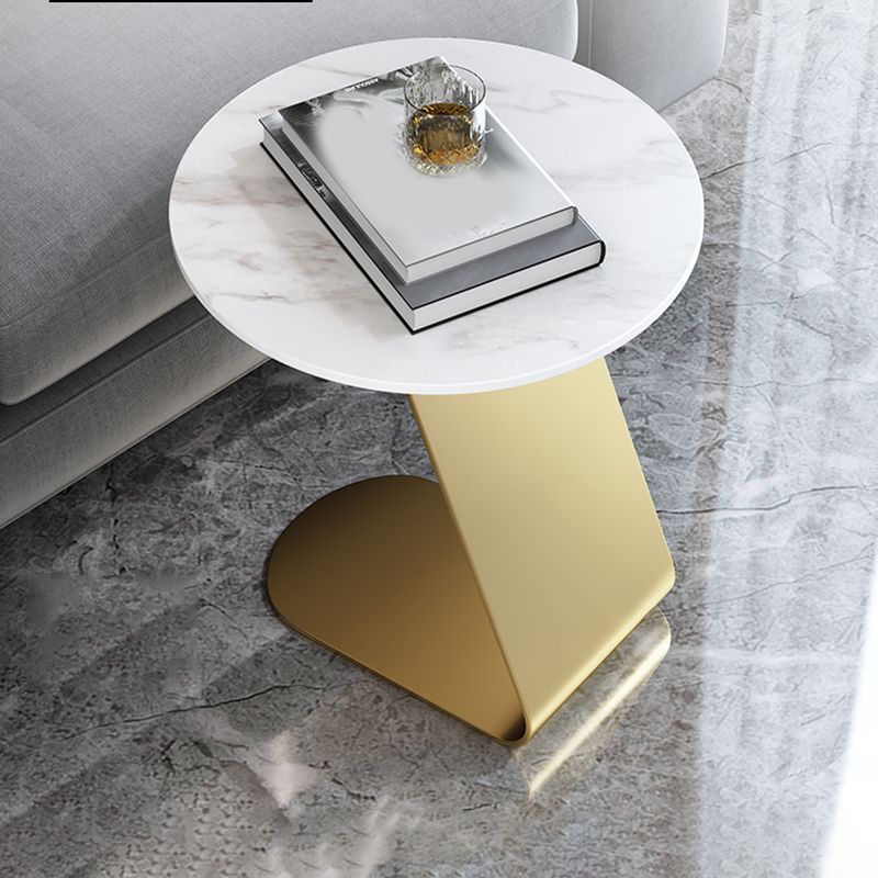 Contemporary Round 23.6" Tall Side Table Metallic C Side Table