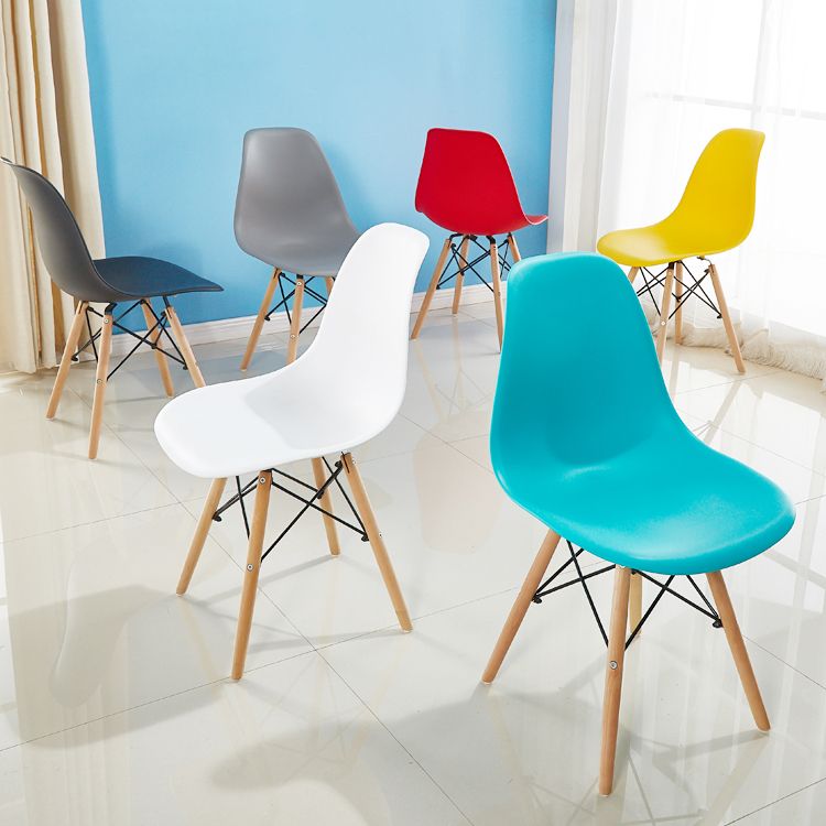 Armless Dining Chairs Eames Side Dining Chairs with Wood Legs (Set of 4)