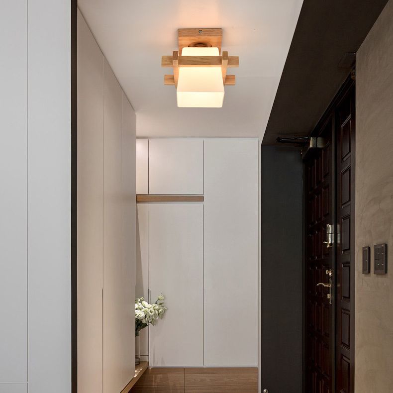 Éclairage de plafond léger beige 1 éclairage en bois naturel