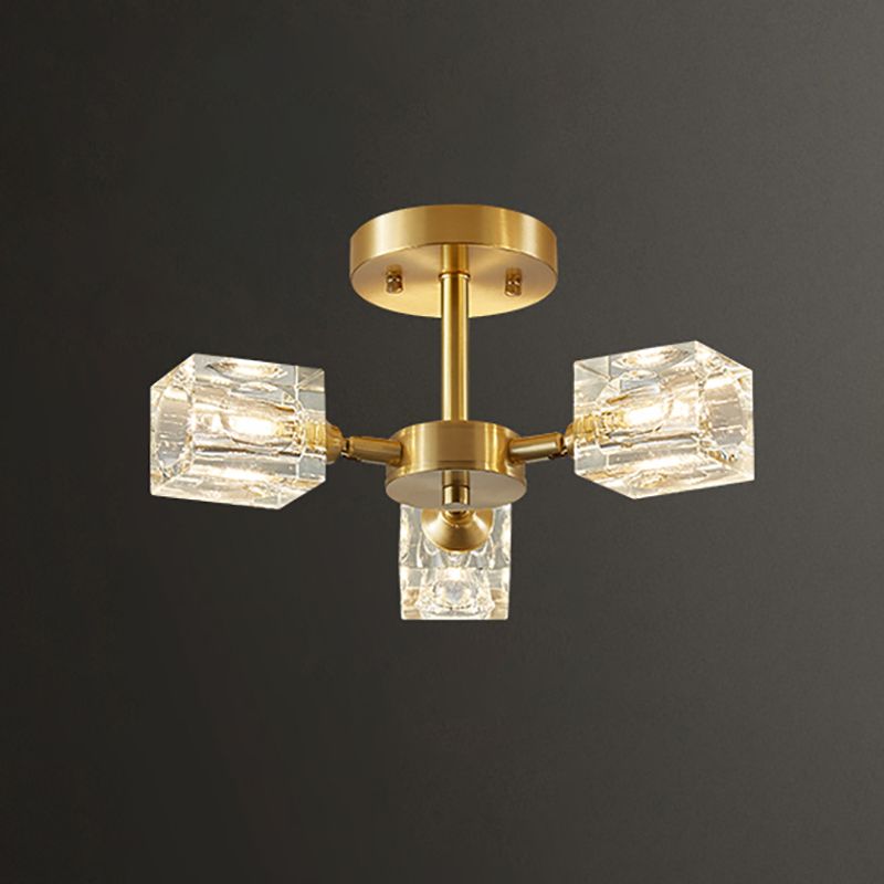 Plafonnier Crystal Simplicity, lampe encastrée à plusieurs têtes pour chambre à coucher
