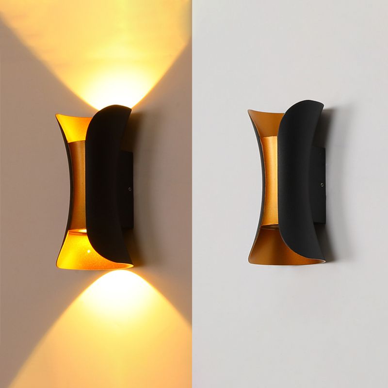 Modern Style Aluminum Wall Mounted Light Fixture 2-Lights Curved Sconce Lighting