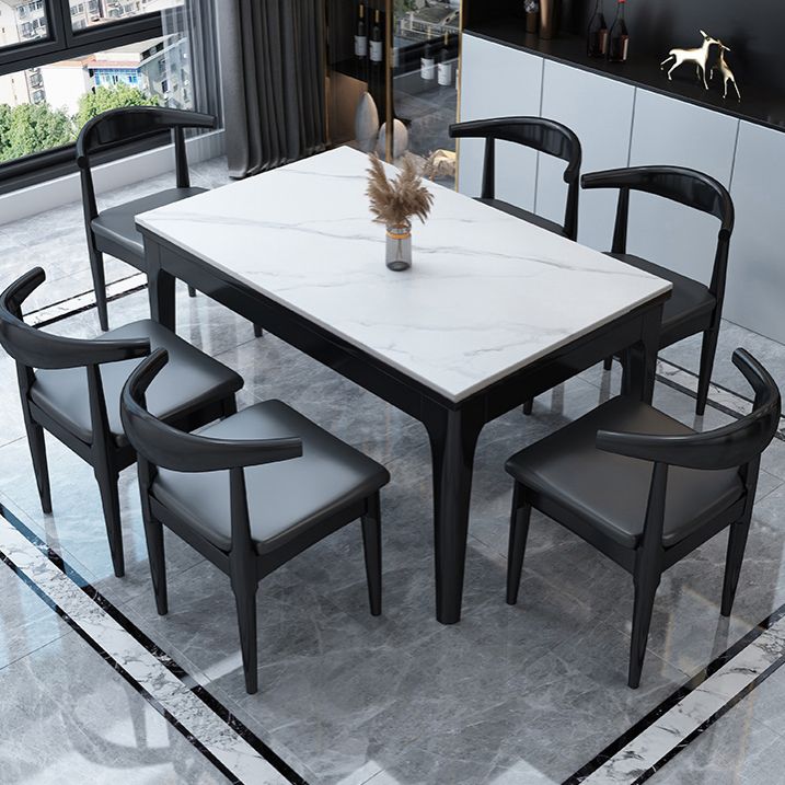 Modern Style Sintered Stone Standard Dining Set White Rectangle Dining Set for Kitchen