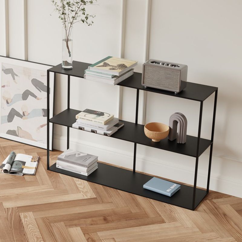Modern Metal Open Storage Bookcase Black / White Bookshelf with Shelves