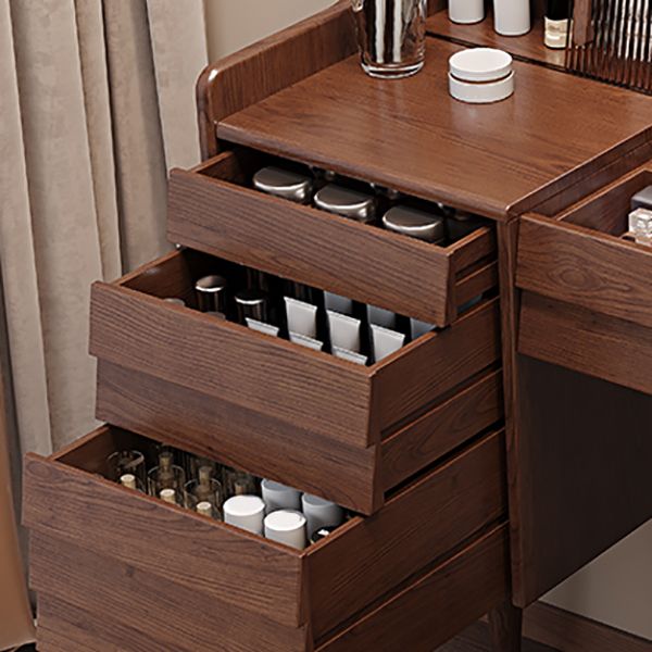 Traditional Wooden Makeup Vanity Table with Stool for Bedroom