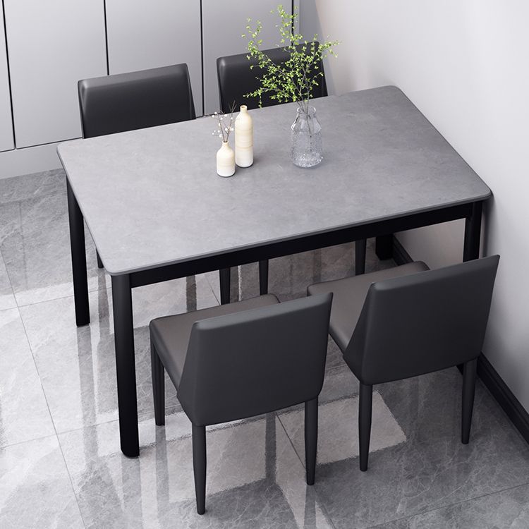 Table à manger en pierre de style industriel Table rectangle de base 4 jambes pour la maison