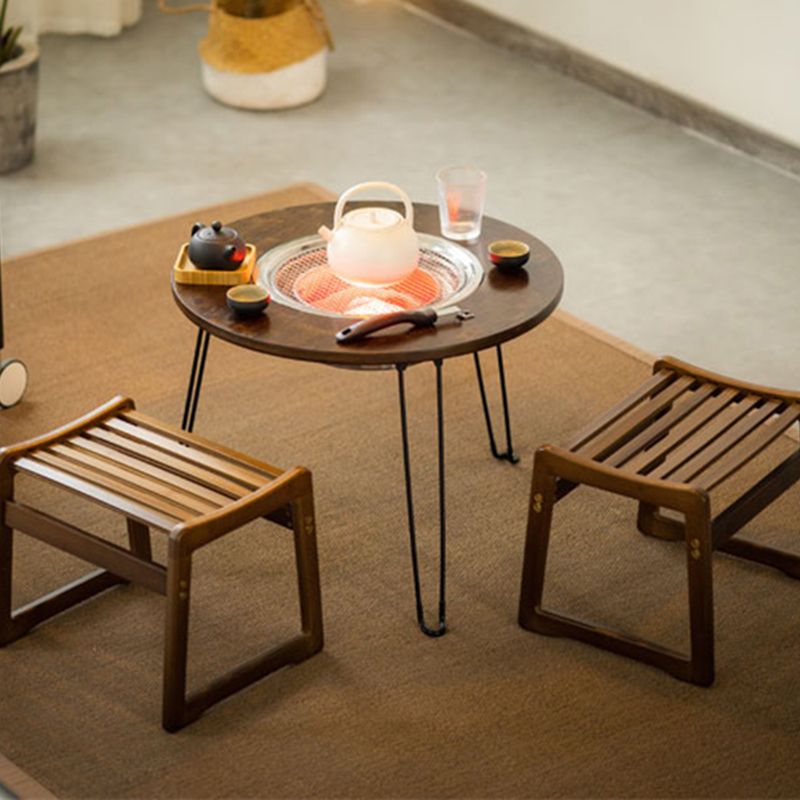 Contemporary Style Round Patio Table in Brown and Black for Home