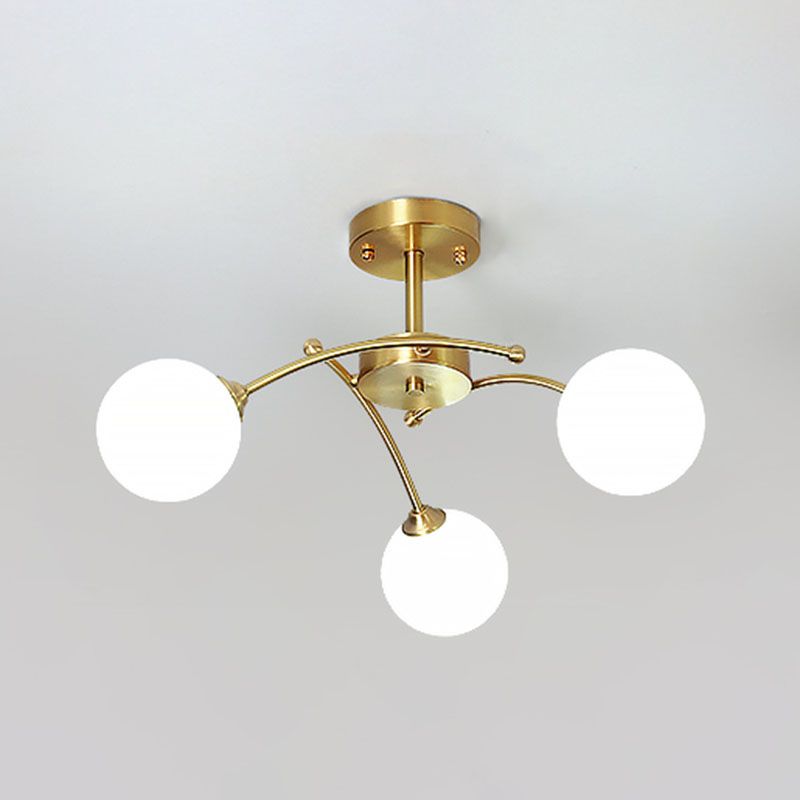 Nordic Style Copper Ceiling Light Ball Shape Ceiling Lamp for Bedroom
