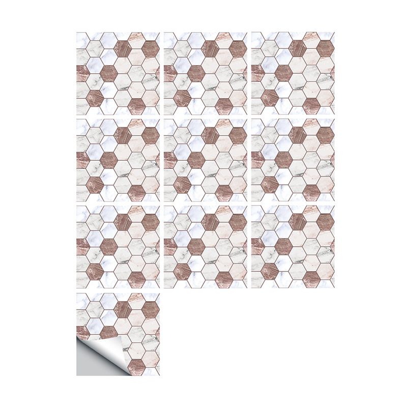Modern Honeycombs Stick Wallpaper Panel 10 Pieces Marble Wall Covering for Kitchen
