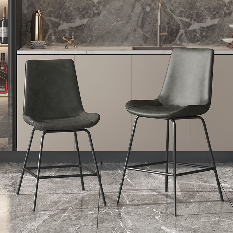 Leather Contemporary Counter & Bar Stools Matte Finish Indoor Stools with Metal Frame