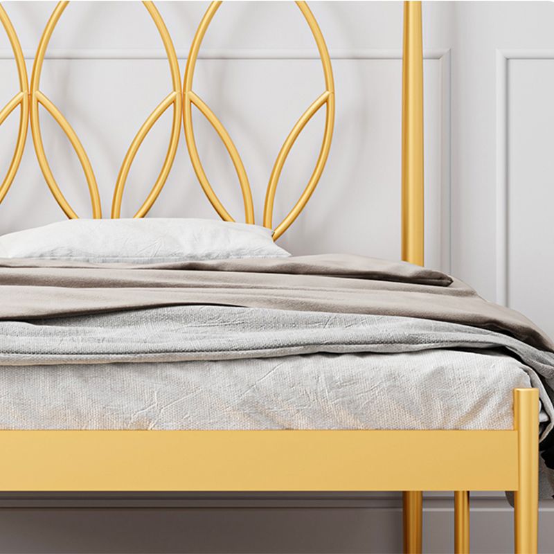 Glam 47" Tall Metal Open-Frame Bed with Rectangular Headboard