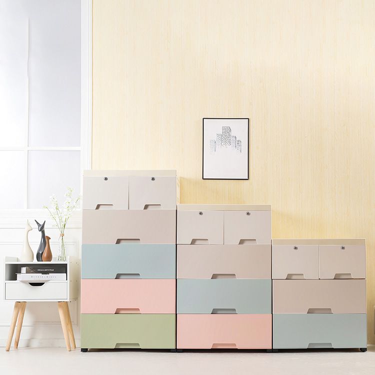 Plastic Vertical Contemporary Kids Nightstand with 5/6 Drawers for Bedroom