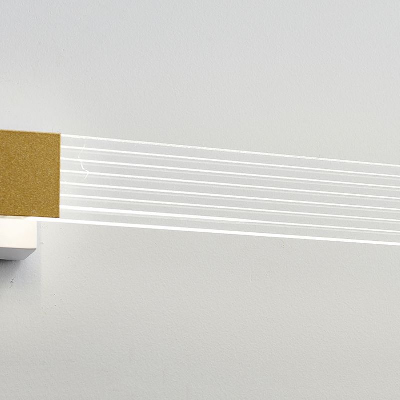 Strip Vanity Mirror Light Minimalist Acrylic LED Bath Wall Mount Lighting in Gold