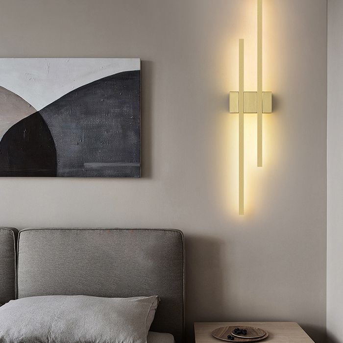 Metal LED Wall Lamp in Modern Minimalist 2-Light Linear Wall Sconce for Bedroom