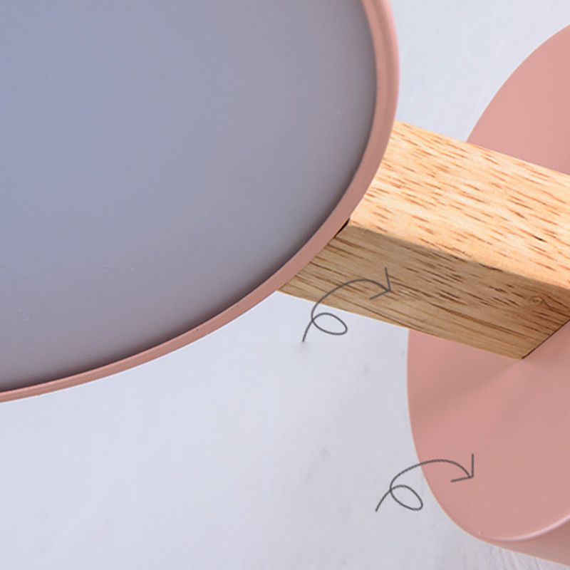 Modern Minimalist Circular LED Wall Lamp Wrought Iron Macaron Wall Light with Acrylic Shade