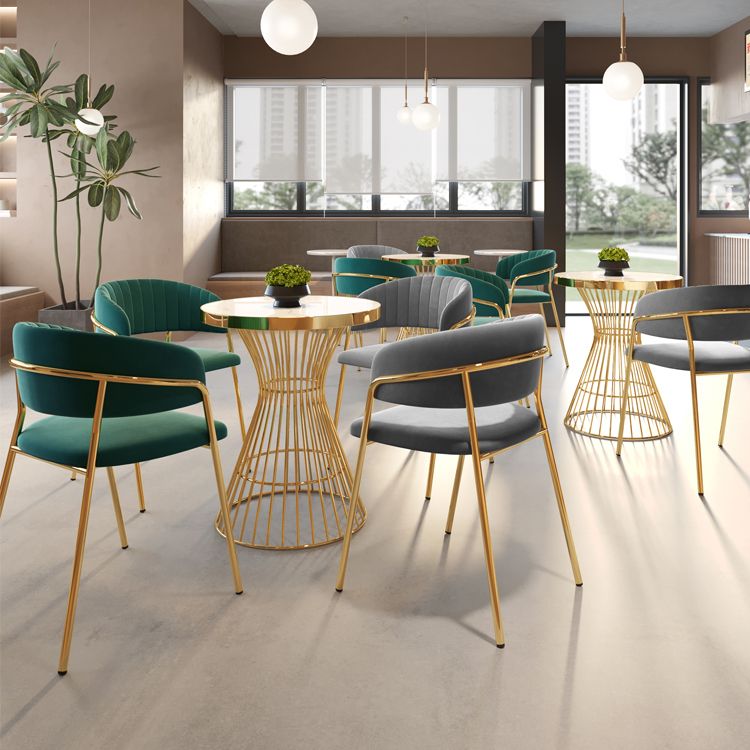 Upholstered Dining Chair Glam Style Open Back Arm Chair for Dining Room