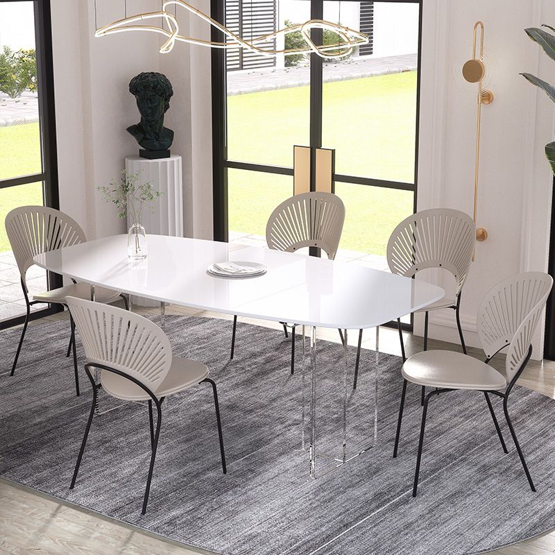 Contemporary Dining Set 1/2/4/5/6/7 Pcs Rectangle Dining Table with Windsor Chairs