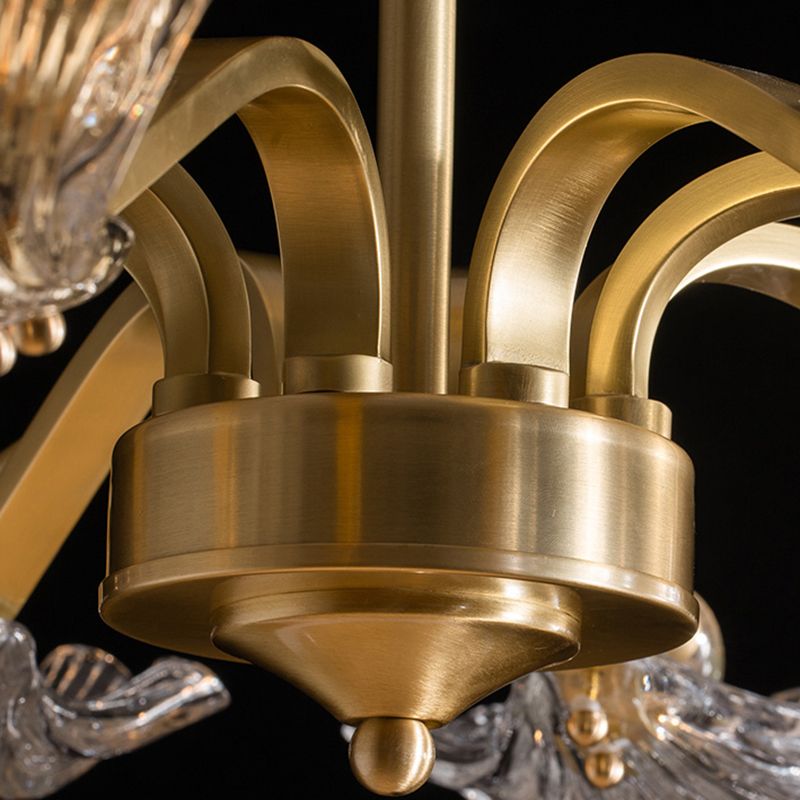 Glass Metal Contemporary Chandelier Gold Pendant Lighting for Living Room