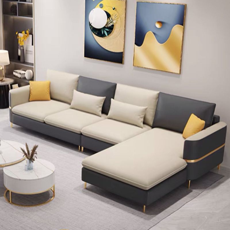 Contemporary 4-Seater Sectional with Square Arms for Living Room