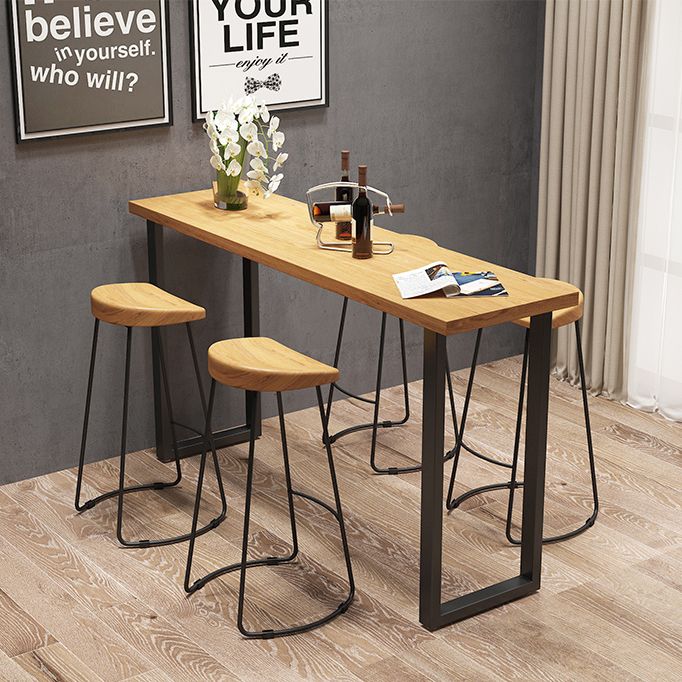 Modern 1/4/7 Pieces Bar Table Set Rectangle Pine Wood Counter Table with Stools for Cafe