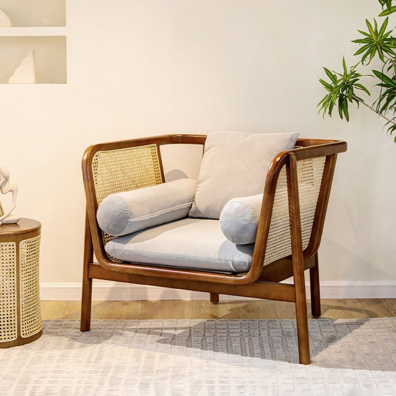 Mid-century Modern Flared Arms Accent Chair Solid Wood Armchair