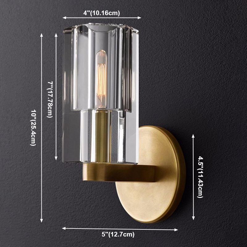 Single Light Geometric Wall Sconce Modern Style Crystal Wall Mount Light Fixture in Brass