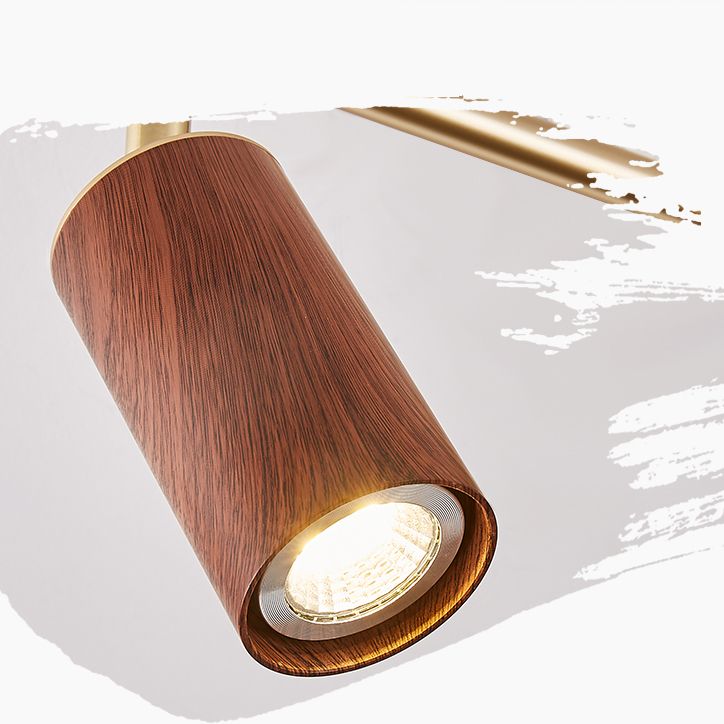 Modern Minimalist Track Lighting Fixtures New Chinese Walnut Color Household Living Room Bedroom Aisle Surface Mounted Spotlight