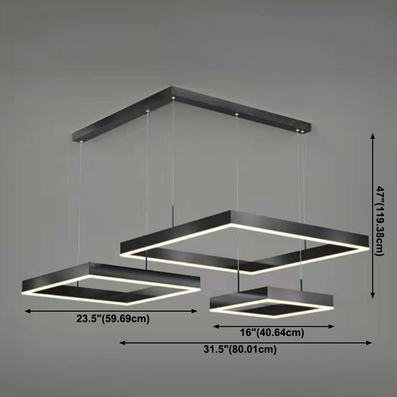 Multi luces lámparas colgantes de vidrio de estilo colgante cuadrado en negro