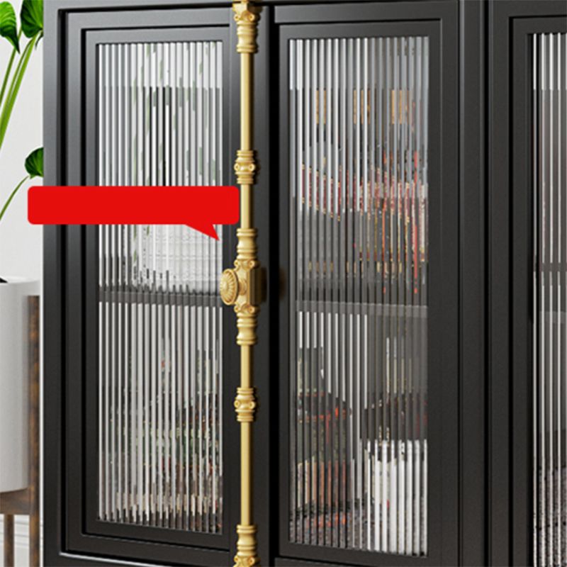 Contemporary Display Stand Metal Glass Doors Curio Cabinet with Doors